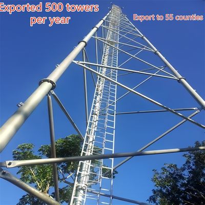 برج اتصالات ثلاثي الأنابيب من الفولاذ الكربوني 33 متر إشارة LTE مناطق ريفية مقاومة للرياح