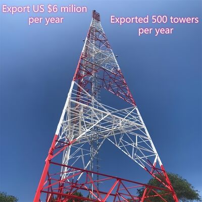 برج فولاذي زاوي ذو 3 أرجل برج اتصالاتفولاذ الكربون 35 متر نقل لاسلكي لاسلكي المناطق الضواحي الدائمة