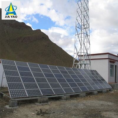 15 22 38M برج اتصالات شبكي شمسي زاوي ذو 4 أرجل خارج الشبكة مع فولاذ مجلفن وبطارية احتياطية للاتصالات في حالات الطوارئ