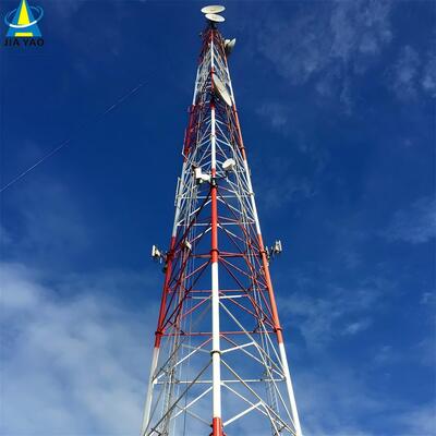 برج شبكي فولاذي أنبوبي ذو 3 أرجل عالي الدقة لمحطة قاعدة 4G 5G 20m 30m 45m 60m صاري اتصالات مقاوم للرياح مجلفن بالغمس الساخن