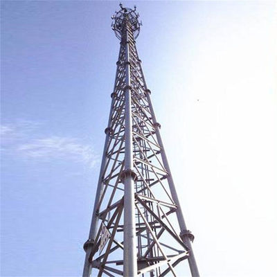 حديد مستدير الاتصالات الهاتف المحمول ذات الدعم الشبكة برج الهوائي الأنبوبي الصخرة 3 ساق