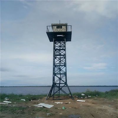 مراقبة الحرائق الغابات المنظور الحراسة الحراسة برج المراقبة 120ft منصة فولاذية زاوية ذاتية الدعم