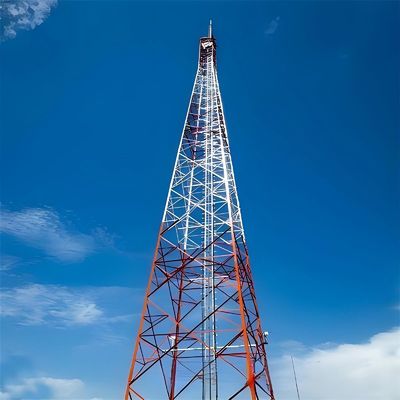 تصميم ملجأ للاتصالات 60m 4 ساقي برج فولاذي زاوي زاوية شبكة راديو هوائي 4G معدات لاسلكية
