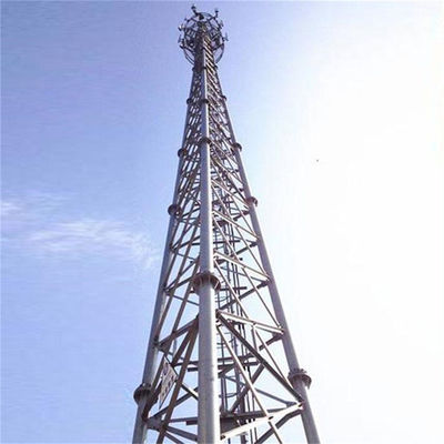 هوائي الاتصالات شبكة GSM Wifi برج الخلايا ذات الدعم الذاتي برج الاتصالات الميكروويفية الخلوية الأنبوبية ذات 3 أرجل