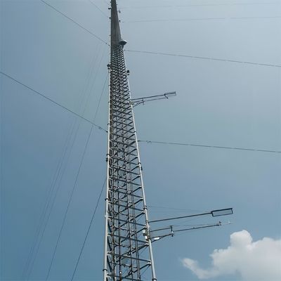 100 متر Q345 Q235 Q420 هيكل فولاذي برج القطب المزدوج الهوائي الزاوية الشبكة الاتصالات القطب الصدر برج الاتصالات
