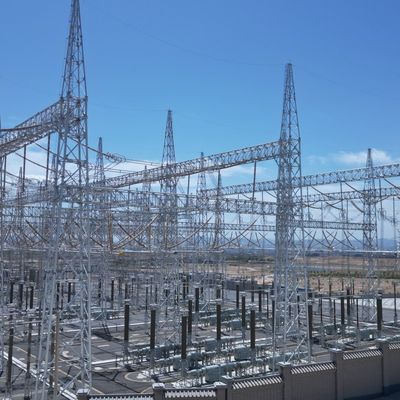 زاوية الحديد البرج الكهربائي عالي الجهد سرعة الرياح 30-180 كيلومتر في الساعة 132kv برج نقل