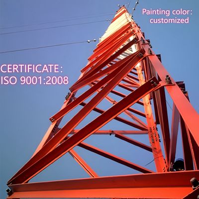 برج اتصالات فولاذي زاوي ثلاثي الأرجل، فولاذ Q235، ارتفاع 25 متر، شبكة LTE، مقاوم للعوامل الجوية، مناطق ريفية