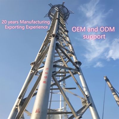 برج اتصالات ثلاثي الأنابيب من الفولاذ الكربوني 33 متر إشارة LTE مناطق ريفية مقاومة للرياح