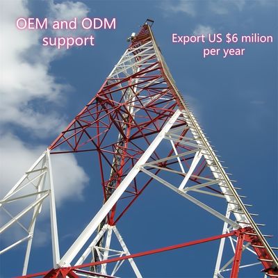 برج اتصالات فولاذي زاوي ثلاثي الأرجل من الفولاذ Q355 بارتفاع 28 متر لشبكات الهاتف المحمول، مقاوم للرياح في المناطق الساحلية