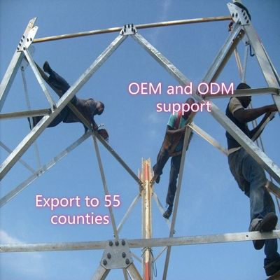 برج اتصالات فولاذي زاوي ثلاثي الأرجل من الفولاذ Q355 بارتفاع 28 متر لشبكات الهاتف المحمول، مقاوم للرياح في المناطق الساحلية