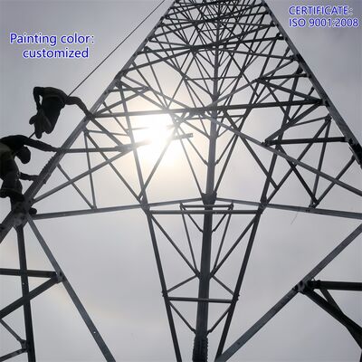 برج ذو 3 أرجل من الفولاذ الزاوي المغلف ذات الدعم الذاتي 40 متر إشارة البث مقاومة للتآكل المنتزهات الصناعية