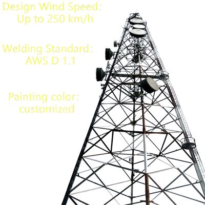3 أرجل أنبوبية من الفولاذ الخالي من الخياطة 20 30 40M 5G غسيل GSM Cdma ISP برج الاتصالات