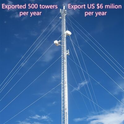 3 ساقات سلك مقوى الصلب المقاوم للصدأ 30 40 50 65m 4G 5G Wifi الراديو الفضائي برج الاتصالات