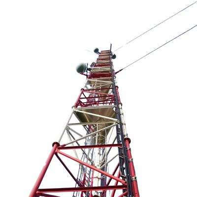 3 ساقات سلك مقوى الصلب المقاوم للصدأ 30 40 50 65m 4G 5G Wifi الراديو الفضائي برج الاتصالات