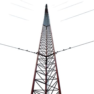 3 ساقات سلك مقوى الصلب المقاوم للصدأ 30 40 50 65m 4G 5G Wifi الراديو الفضائي برج الاتصالات