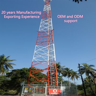 برج اتصالات بزاوية 3 أرجل من الفولاذ المجلفن 30 مترًا مضاد للصدأ 5G إشارة تغطية حضرية خارجية