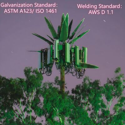 13 19 25 متر منطقة الحديقة شجرة بيونيك مموهة فولاذية ذاتية الدعم خارجية لشبكات الجيل الخامس والجيل الرابع وأبراج الاتصالات الساتلية