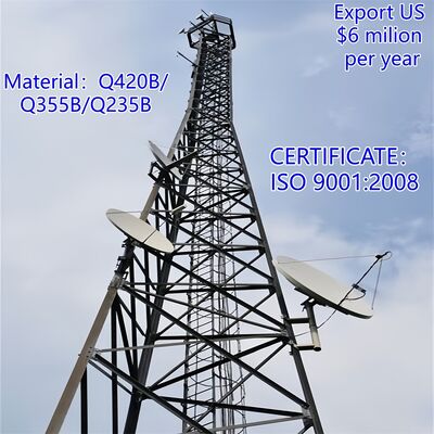 14 20 26 32M خفيفة الوزن 3 أرجل من الصلب المجلفن الزاوي في الهواء الطلق 5G 4G سارية محطة قاعدة مؤقتة للميكروويف