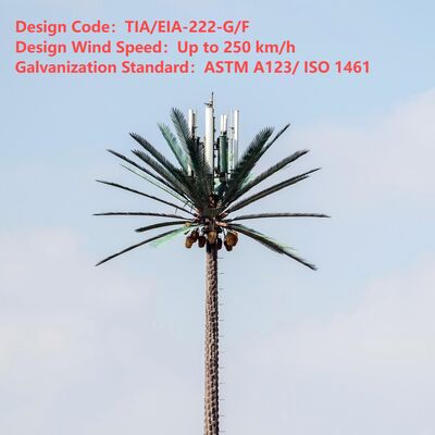 برج شجرة بيونيكي اصطناعي مع ANSI TIA 222 G H F و EN 1991 1 4 EN 1993 3 1 رموز التصميم للبنية التحتية