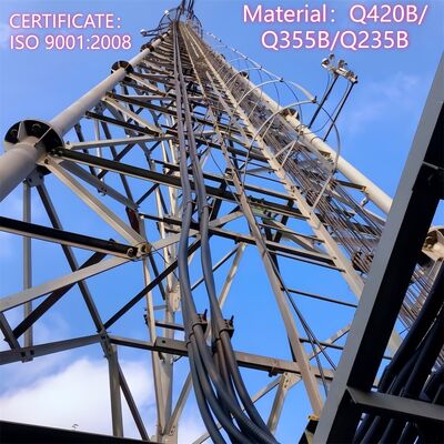 35M مقاوم للطقس برج فولاذي أنبوبي ذو 3 أرجل مصمم لمراصد ومراقبة الموجات الدقيقة للاتصالات