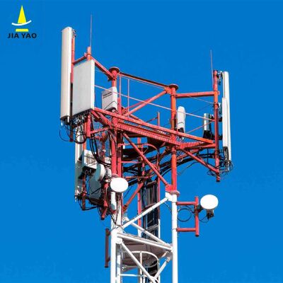 برج فولاذي أنبوبي متين ذو 3 أرجل مجلفن ذاتي الدعم لتطبيقات الميكروويف 5G 4G في الهواء الطلق