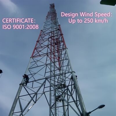 برج فولاذي أنبوبي متين ذو 3 أرجل مجلفن ذاتي الدعم لتطبيقات الميكروويف 5G 4G في الهواء الطلق