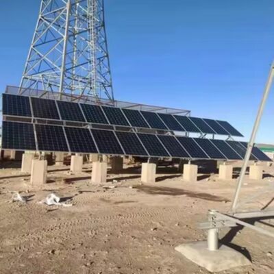 15 22 38M برج اتصالات شبكي شمسي زاوي ذو 4 أرجل خارج الشبكة مع فولاذ مجلفن وبطارية احتياطية للاتصالات في حالات الطوارئ