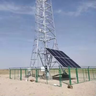15 22 38M برج اتصالات شبكي شمسي زاوي ذو 4 أرجل خارج الشبكة مع فولاذ مجلفن وبطارية احتياطية للاتصالات في حالات الطوارئ
