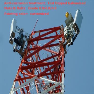 46M الحماية من الصواعق 3 برج فولاذي ذو زاوية أرجل لمحطة قاعدة 5G الصناعية