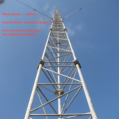 28M Corrosion Resistant Guyed Tower Low Foundation Cost For Desert Region