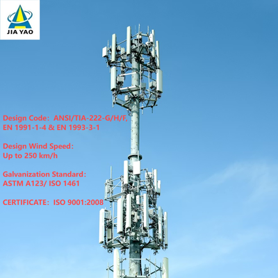 برج الاتصالات السلكية واللاسلكية الصلب المخصص احتكار Q345 تراجع الساخنة المجلفن 5G الهاتف الخليوي إشارة نقل القطب ISO 9001 مصنع