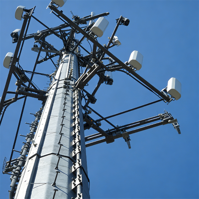 برج الاتصالات السلكية واللاسلكية الصلب المخصص احتكار Q345 تراجع الساخنة المجلفن 5G الهاتف الخليوي إشارة نقل القطب ISO 9001 مصنع