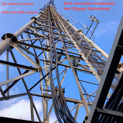 برج شبكي فولاذي أنبوبي ذو 3 أرجل عالي الدقة لمحطة قاعدة 4G 5G 20m 30m 45m 60m صاري اتصالات مقاوم للرياح مجلفن بالغمس الساخن