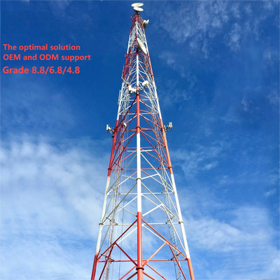 برج شبكي فولاذي أنبوبي ذو 3 أرجل للخدمة الشاقة للاتصال بمنطقة التعدين عن بعد 4G 5G محطة أساسية Q345B تراجع ساخن صاري مقاوم للرياح مجلفن