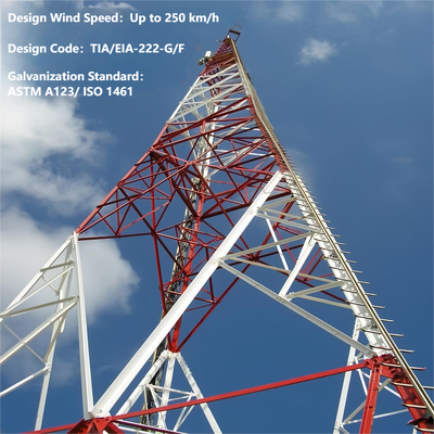 Hot Dip Galvanized 3 4 Legged Angular Steel Tower Lattice Telecommunication Tower Q345B High Strength Steel for GSM CDMA LTE Mobile Phone Signal Base Station Site