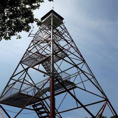 برج حراسة من الفولاذ المغلف برج مراقبة أمن برج مراقبة هيكل الشبكة لمنع حرائق الغابات ودعم المراقبة على ارتفاعات عالية