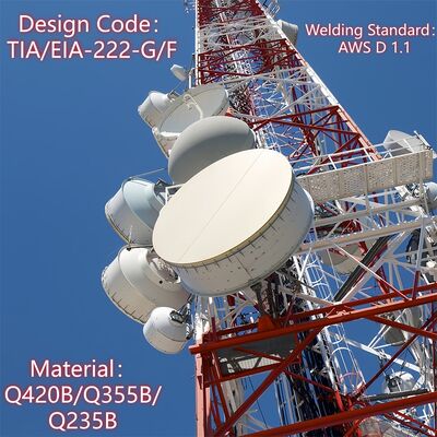 30m 45m 60m Hot Dip Galvanized 4 Legged Angular Steel Tower High Wind Load Self Supporting Lattice Telecommunication Tower for 5G Mobile Signal Base Station Site